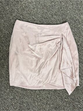 Express Light Pink Draped Satin Mini Skirt 2 NWT